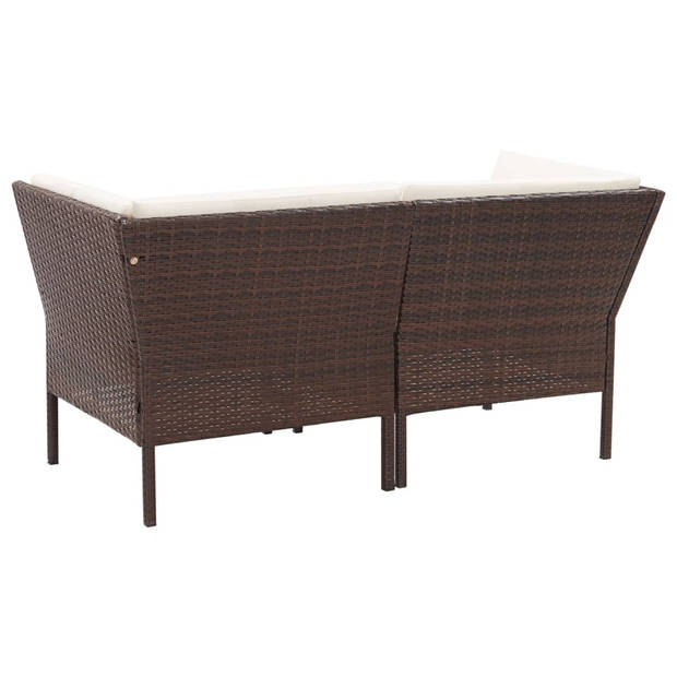 vidaXL 6-delige Loungeset met kussens poly rattan bruin