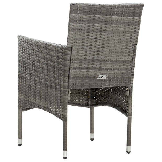 vidaXL 4-delige Loungeset met kussens poly rattan grijs