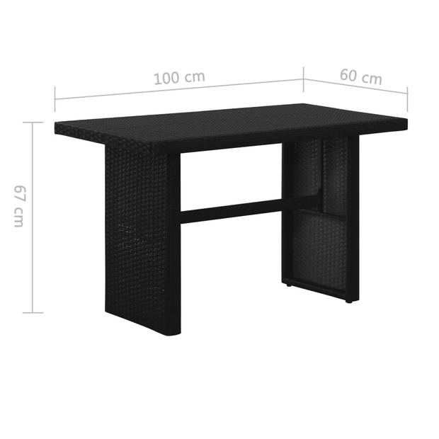 vidaXL 3-delige Loungeset met kussens poly rattan zwart