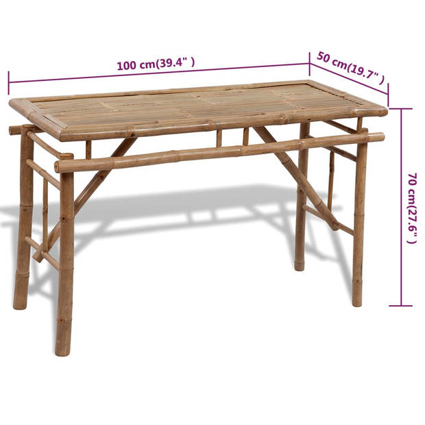 vidaXL Biertafel met 2 bankjes 100 cm bamboe