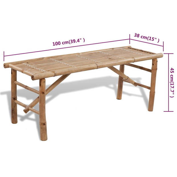 vidaXL Biertafel met 2 bankjes 100 cm bamboe