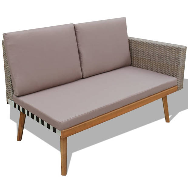 vidaXL 4-delige Loungeset met kussens poly rattan grijs