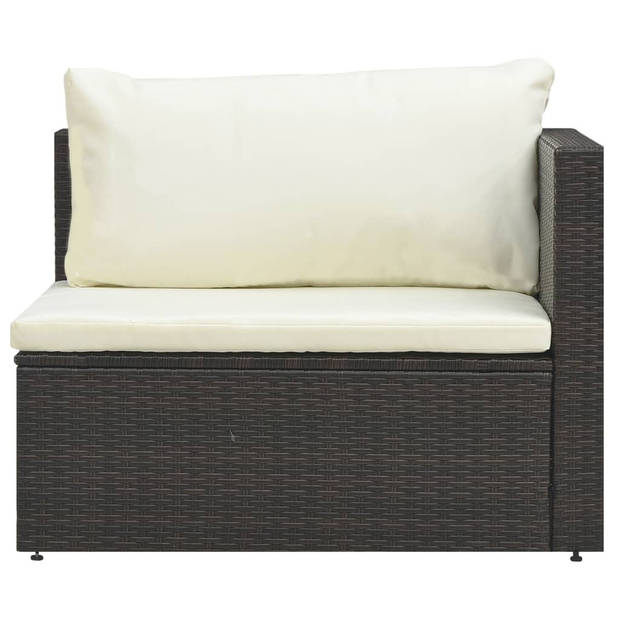 vidaXL 5-delige Loungeset met kussens poly rattan bruin