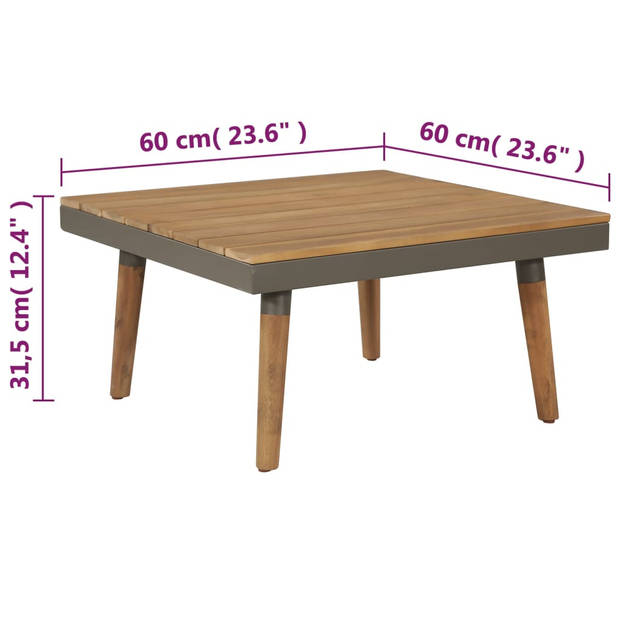 vidaXL 4-delige Loungeset met kussens massief acaciahout bruin