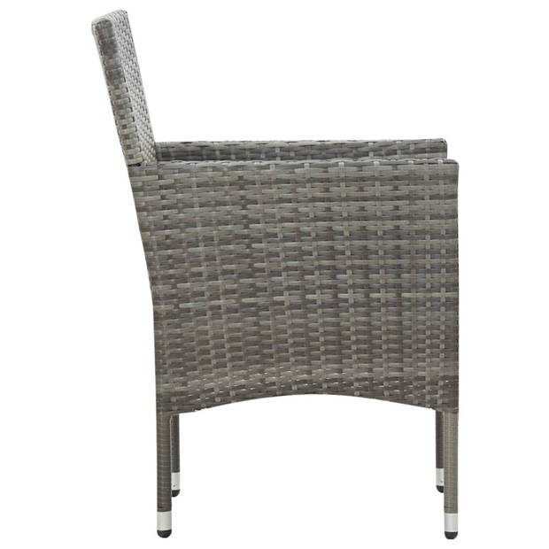 vidaXL 5-delige Loungeset met kussens poly rattan grijs