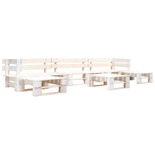 The Living Store 6-delige Loungeset pallet hout wit - Tuinset