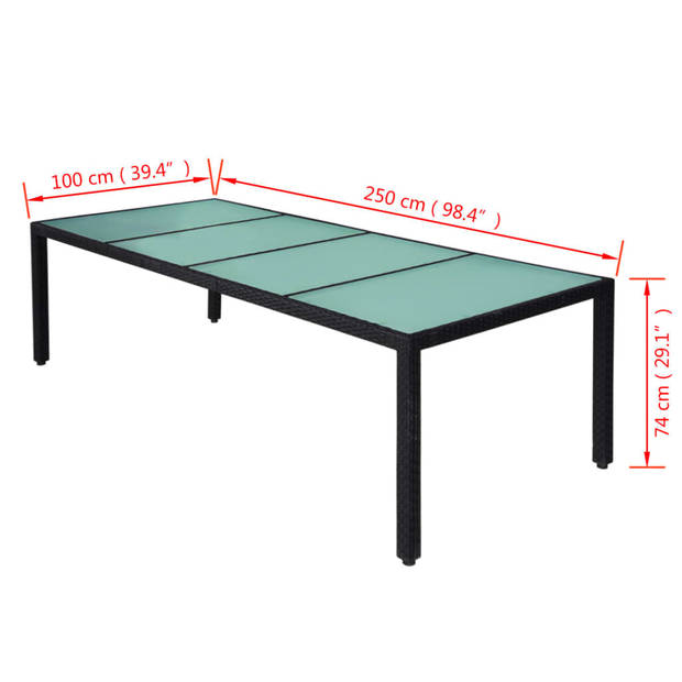 vidaXL 11-delige Tuinset met kussens poly rattan zwart