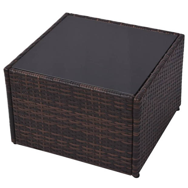 vidaXL 5-delige Loungeset met kussens poly rattan bruin