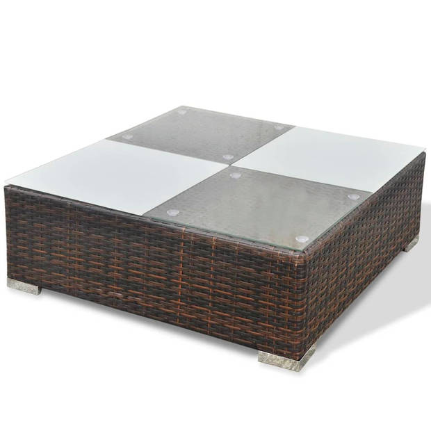 vidaXL 5-delige Loungeset met kussens poly rattan bruin