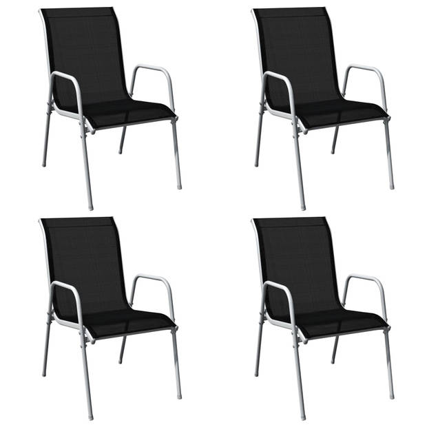 The Living Store Tuinset - Verfijnde - Tuinmeubelen - Afmeting- 80 x 71 cm - Ken- Textileen stoelen - gehard glas -
