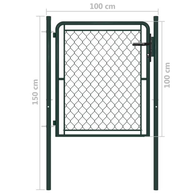 The Living Store Tuinpoort - Groen Staal 100x150cm - Robuust en duurzaam poort met slot en kruk - Hoge veiligheid -