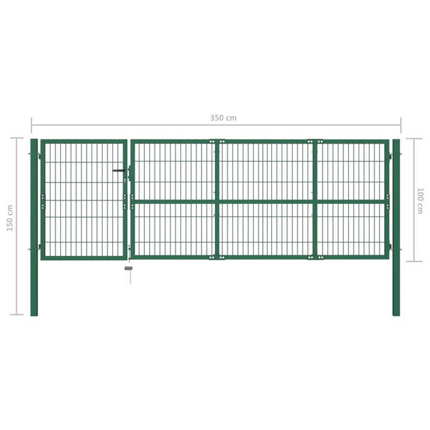 The Living Store Hekpoorten - Groene - Gepoedercoate Stalen Tuinpoort - 100 cm Hoog - 350 cm Afstand - 6 x 6 x 150 cm