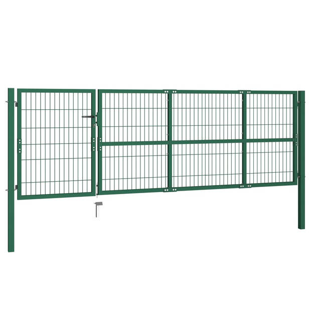 The Living Store Hekpoorten - Groene - Gepoedercoate Stalen Tuinpoort - 100 cm Hoog - 350 cm Afstand - 6 x 6 x 150 cm