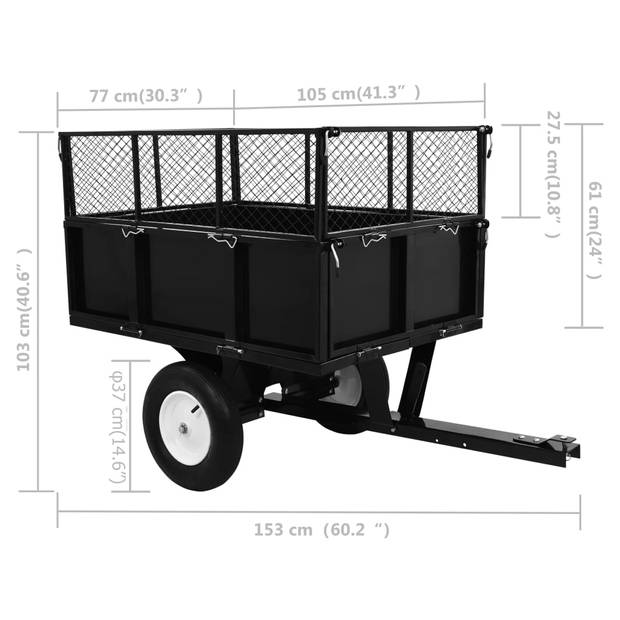 The Living Store Kiepwagen Zitmaaier - 153 x 77 x 103 cm - 300 kg