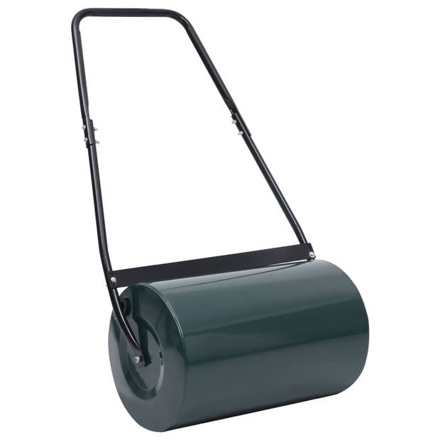 The Living Store Tuinwals Grasroller - 57 cm - Duurzaam stalen materiaal - 50L inhoud - Groen/Zwart