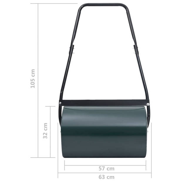 The Living Store Tuinwals Grasroller - 57 cm - Duurzaam stalen materiaal - 50L inhoud - Groen/Zwart