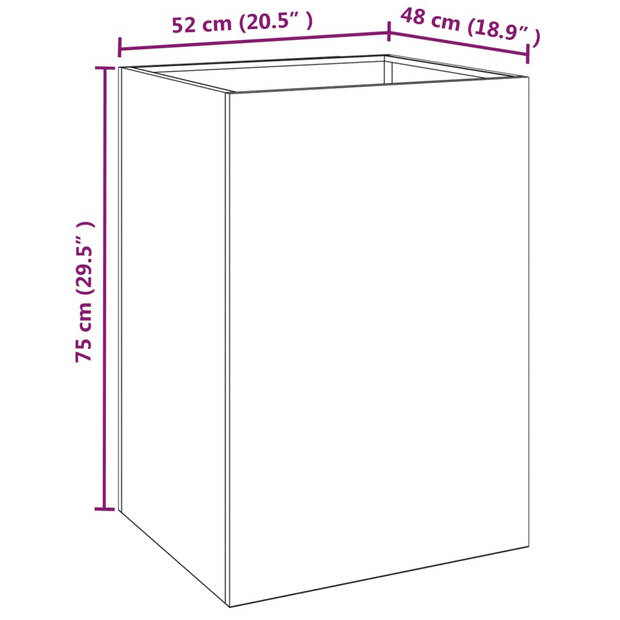 The Living Store Verhoogde Tuinbak - Cortenstaal - 52 x 48 x 75 cm - Roestig