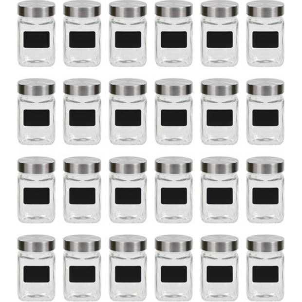 The Living Store Glazen jampotten - 300 ml - Zilverkleurige deksels