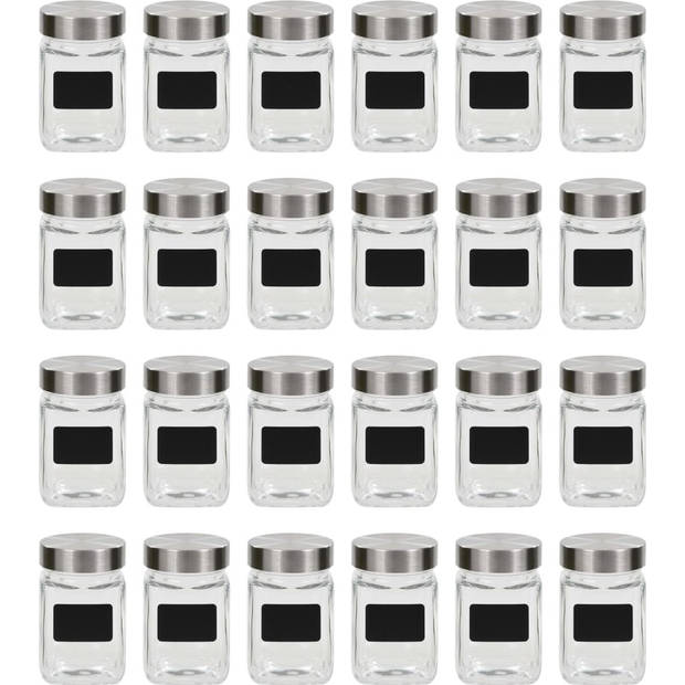The Living Store Glazen jampotten - 300 ml - Zilverkleurige deksels