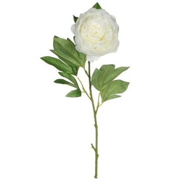 Mica Decorations Kunstbloem pioenroos - 3x - Creme - 76 cm - polyester - decoratie bloemen - Kunstbloemen