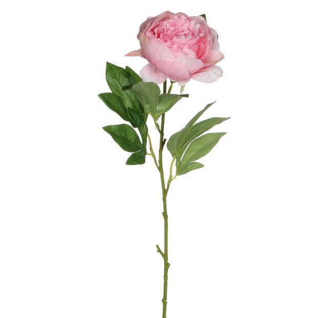 Mica Kunstbloem pioenroos - roze - 76 cm - polyester - decoratie bloemen - Kunstbloemen