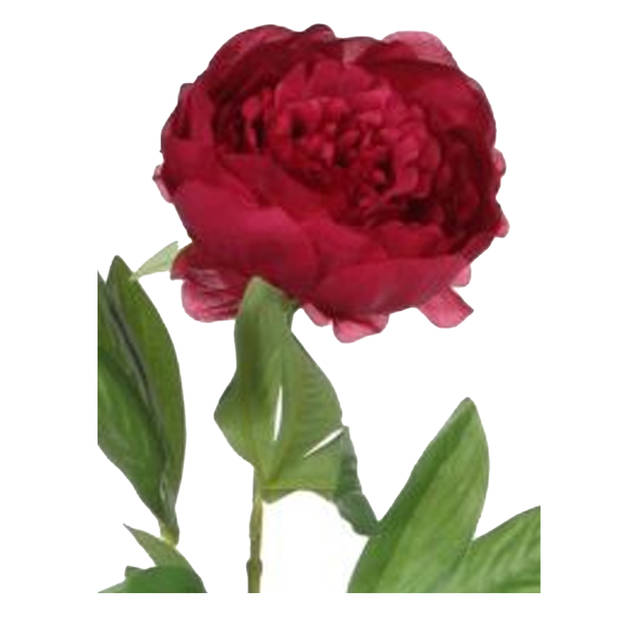 Mica Kunstbloem pioenroos - donker roze - 76 cm - polyester - decoratie bloemen - Kunstbloemen