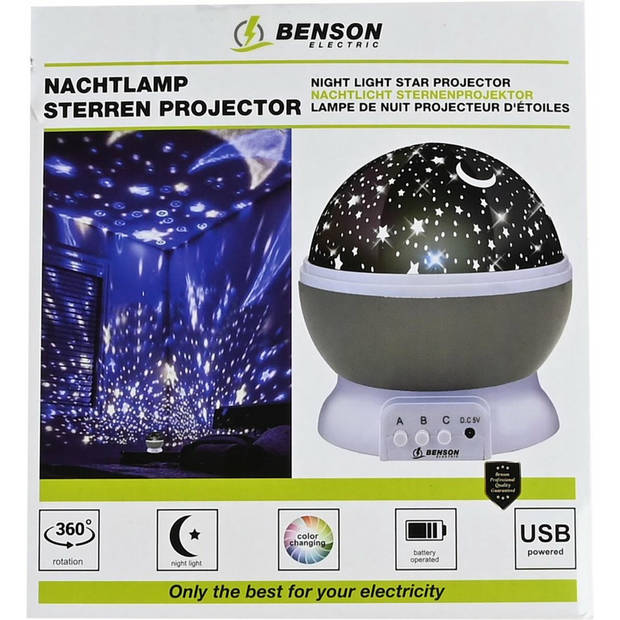 Benson Nachtlamp sterren projector - 3 standen - 360 graden - galaxy lamp sterrenhemel - Nachtlampjes