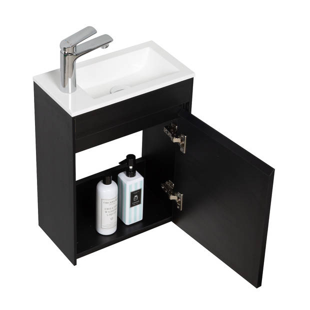 Badplaats Toiletmeubel Sinta 40cm - mat zwart - witte wastafel