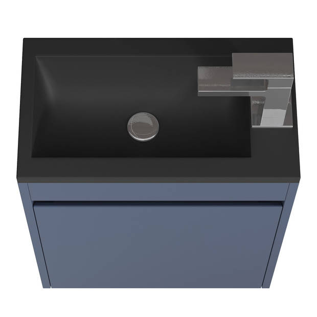 Badplaats Toiletmeubel Sinta 40cm - blauw - zwarte wastafel