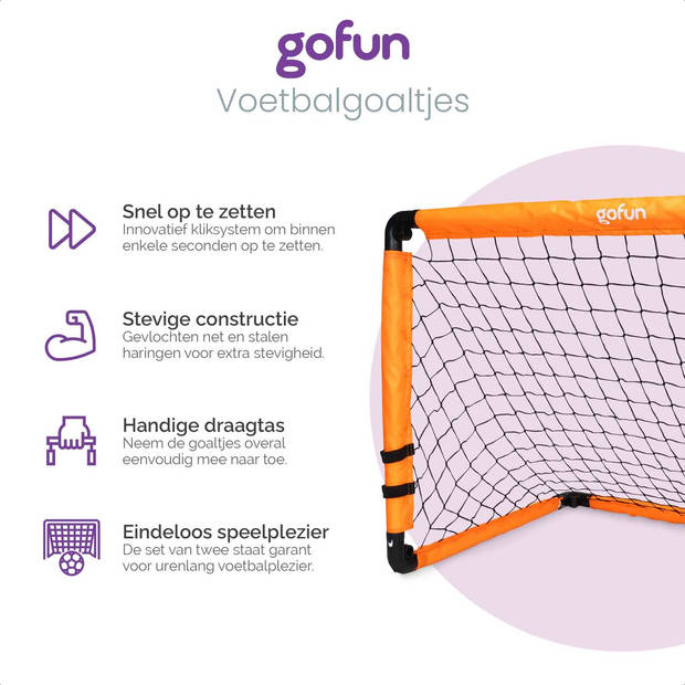 Gofun Voetbaldoel - Voetbaldoeltjes set van twee - Voetbalgoals voor kinderen - Opvouwbaar - 90x60x60 - Set van 2