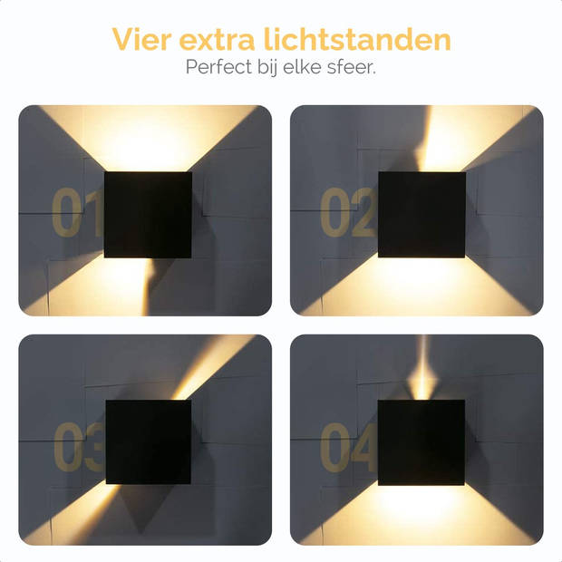 Goliving buitenlamp met bewegingssensor – Wandlamp zwart binnen/buiten – Kubuslamp – Waterdichte LED - Energiezuinig