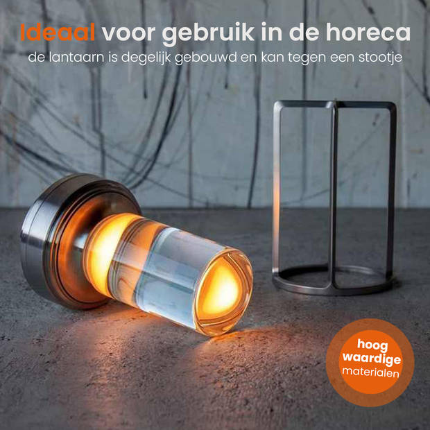 Goliving Tafellamp Oplaadbaar – Lantaarn – Draadloos en dimbaar – Moderne touch lamp – 17.5 cm – Zwart