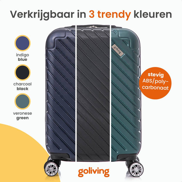 Goliving Handbagage Koffer met Wielen - 55x35x23 - Trolley - Lichtgewicht - TSA Slot - Gevoerde Binnenkant - 38L - Blauw