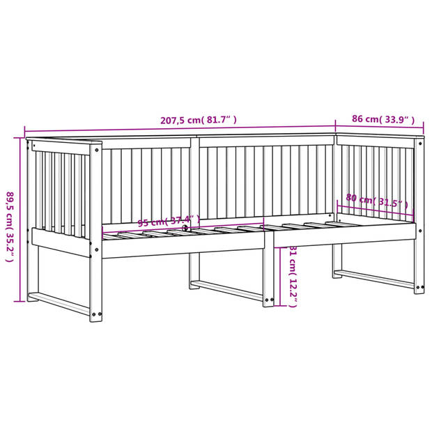 vidaXL Slaapbank 80x200 cm massief grenenhout wit