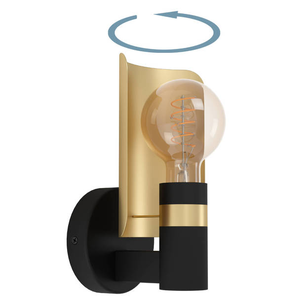 EGLO Hayes Wandlamp - E27 - 12 cm - Zwart;Goud