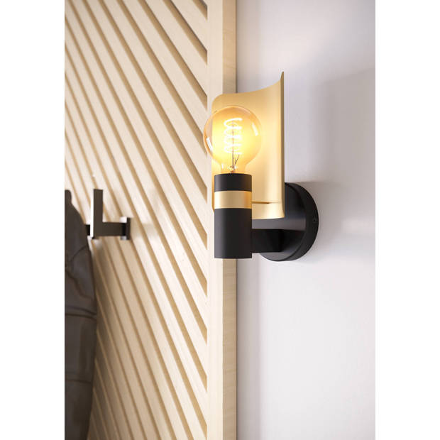 EGLO Hayes Wandlamp - E27 - 12 cm - Zwart;Goud