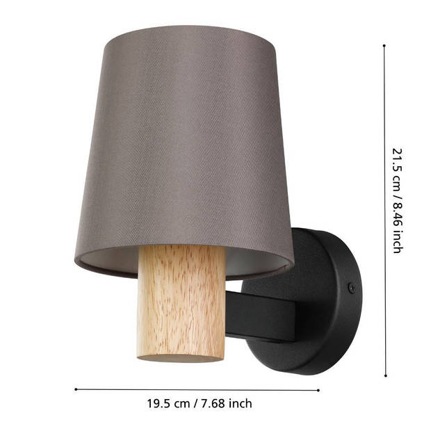 EGLO Edale Wandlamp - E27 - 15 cm - Zwart;Bruin