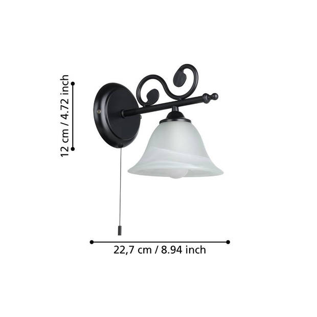 EGLO Murcia Wandlamp - E14 - 16.5 cm - Zwart