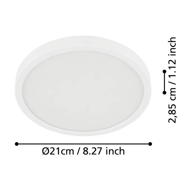 EGLO Fueva 5 Plafonnière - LED - 21 cm - Wit