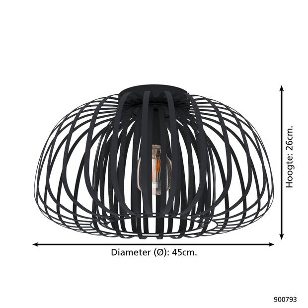 EGLO Encinitos 1 Plafondlamp - E27 - Ø 45 cm - Zwart