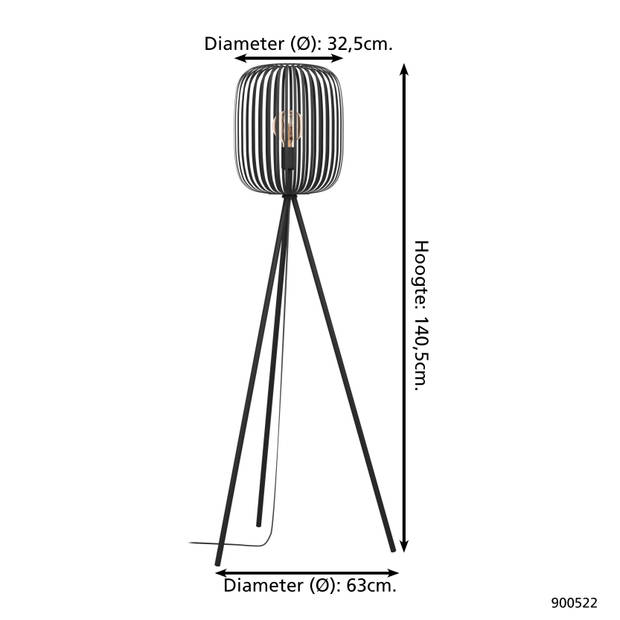 EGLO Romazzina Vloerlamp - E27 - 140,5 cm - Zwart