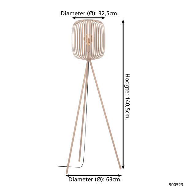 EGLO Romazzina Vloerlamp - E27 - 140,5 cm - Zandkleur