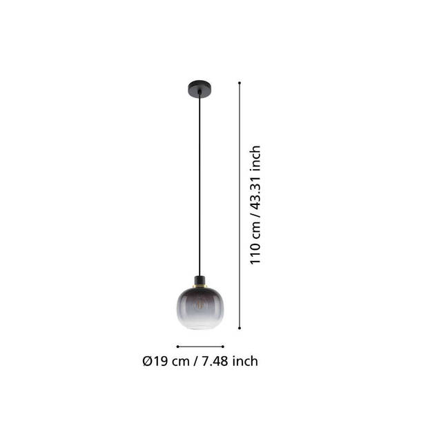 EGLO Oilella Hanglamp - E27 - 19 cm - Zwart/Geelkoper