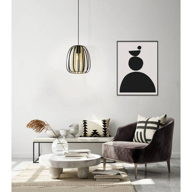 EGLO Encinitos Hanglamp - E27 - Ø 25,5cm - Staal - Zwart/Goud