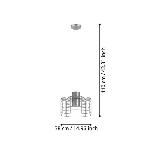 EGLO Milligan Hanglamp - E27 - industrieel - Ø 38 cm - Grijs