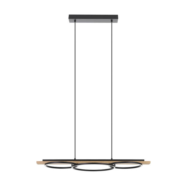 EGLO Boyal hanglamp - LED(incl) - 40cm - Hout, Staal - Zwart, Bruin