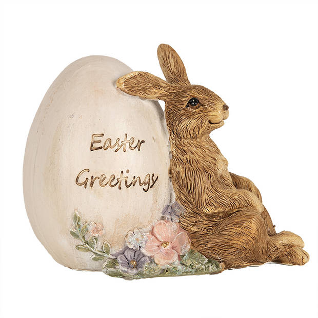 HAES DECO - Beeld Konijn 12x7x9 cm Bruin Polyresin Easter Greetings