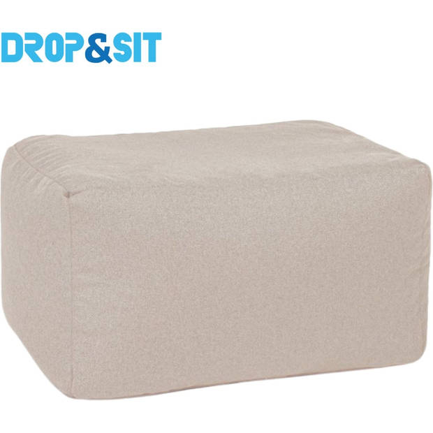 Drop & Sit duurzame zitzak poef beige 55x75x45cm