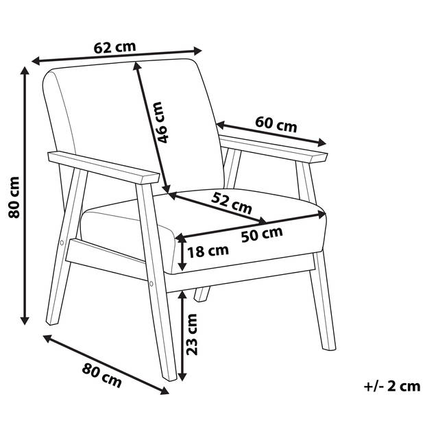 Beliani ASNES - Fauteuil-Grijs-Polyester