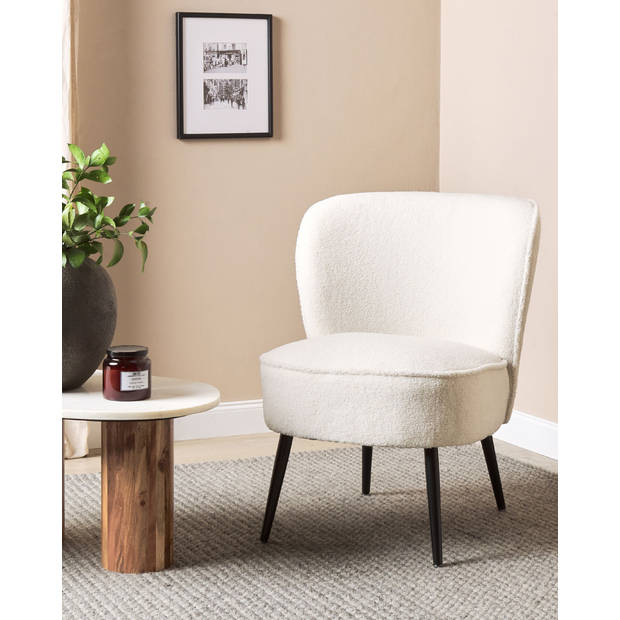 Beliani VOSS - Fauteuil-Wit-Bouclé